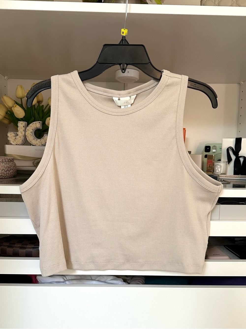 H&M Sleeveless Ribbed Crop Tank - Beige Size XL